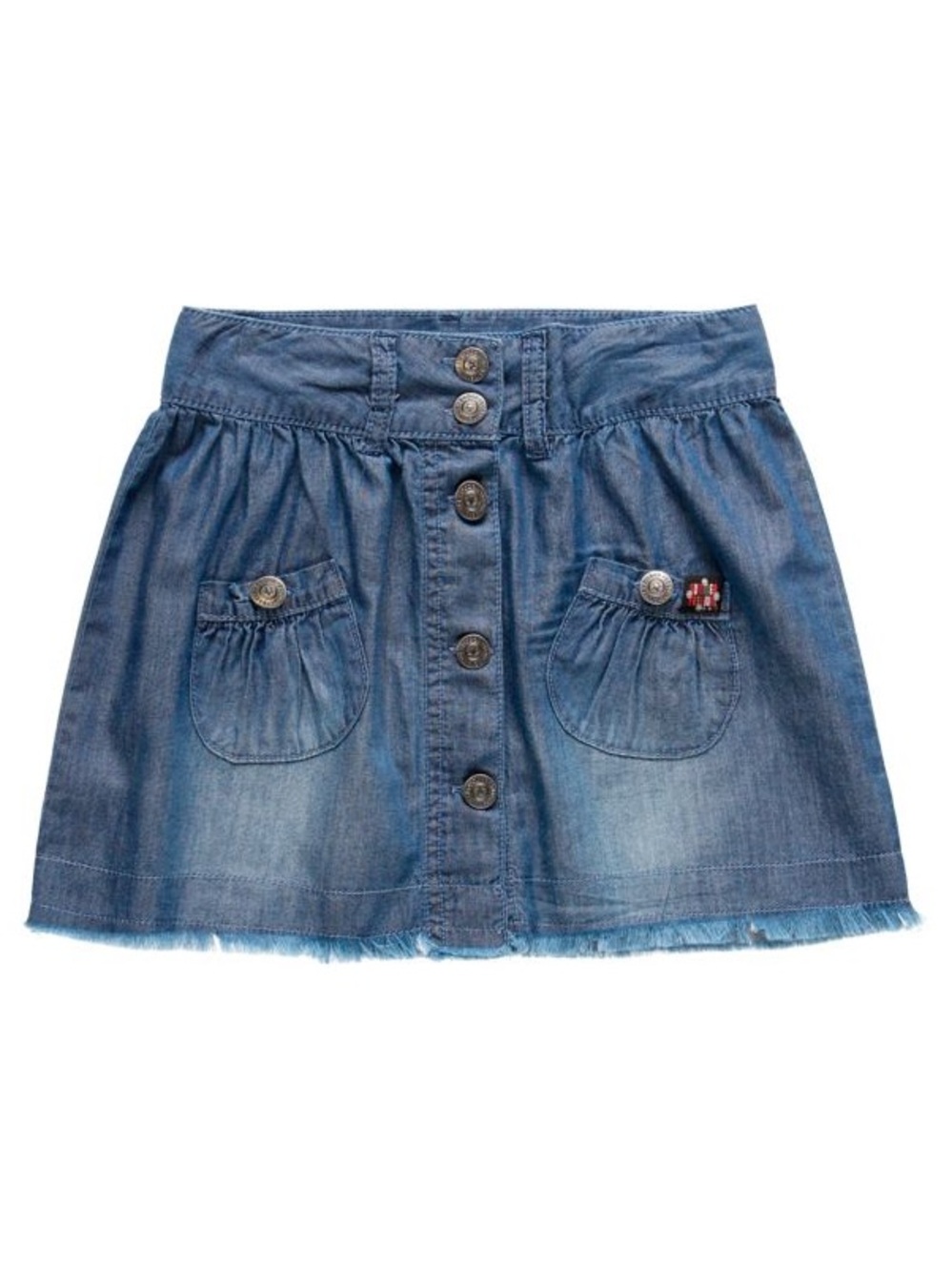 Girls' Blue Denim Button-Front Skirt